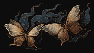 梦幻双蝶 神秘烟雾环绕之美