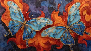 双蝶舞动绚丽火焰之姿