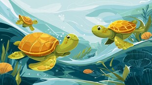 海龟畅游海底世界