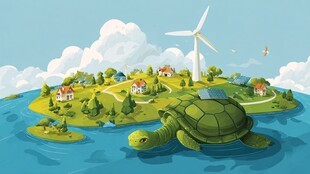 海龟驮着的生态小岛