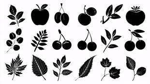 水果与叶子剪影素材集合
