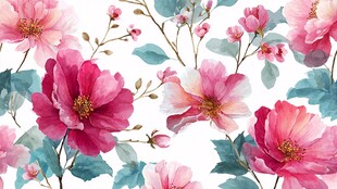 水彩粉色花卉图案背景