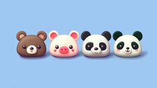 可爱动物头像摆件