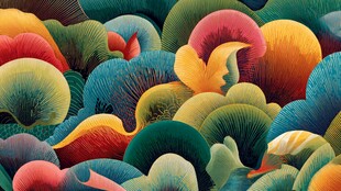 缤纷多彩的抽象植物图案