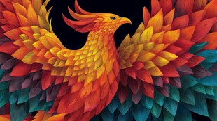 绚丽多彩凤凰展翅图