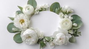 白色花卉花环装饰图案