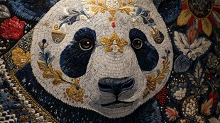 熊猫刺绣艺术精美呈现