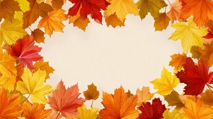 秋叶环绕的温馨空白背景