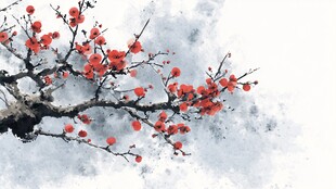 水墨红梅图