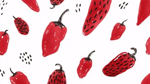 手绘红辣椒图案背景素材