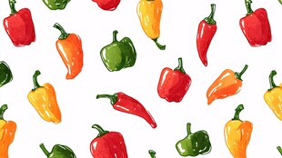 多彩甜辣椒水彩图案