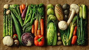 多彩新鲜蔬菜整齐陈列