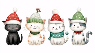 圣诞猫咪萌趣形象