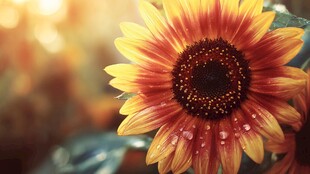 带露向日葵绽放的美丽