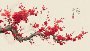 红梅傲雪图