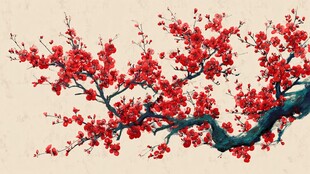 红梅傲雪图