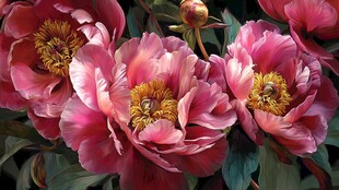 娇艳盛开的粉色牡丹花