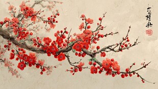 红梅傲雪图