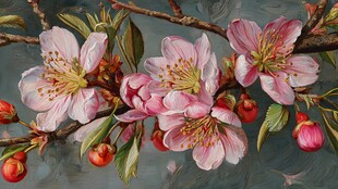 枝头绽放的娇艳粉嫩桃花