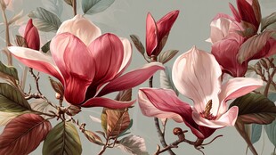 复古风玉兰花插画