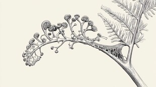 复古风蕨类植物精致绘图
