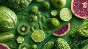 缤纷青绿色系蔬菜水果集合