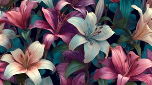 多彩百合花绽放美丽图景