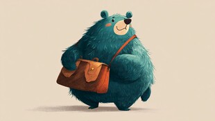 蓝色小熊挎包可爱形象