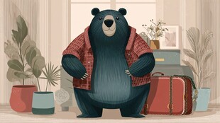 室内站立的时尚大熊形象