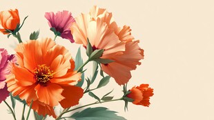 艳丽多彩花卉插画作品