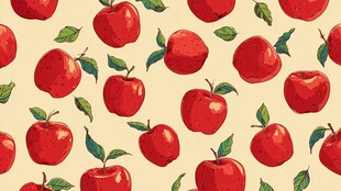 手绘红苹果无缝图案背景