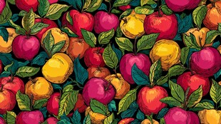 缤纷水果叶图案背景图