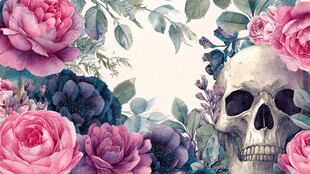 骷髅与繁花的奇幻组合