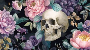 骷髅与繁花的神秘交织