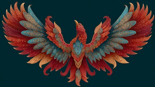 绚丽凤凰展翅图