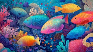 缤纷海底世界的多彩鱼儿