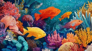 缤纷海底世界中的多彩鱼儿