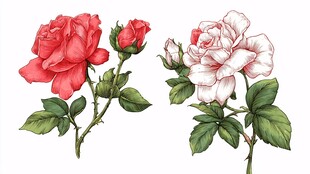 两色玫瑰插画