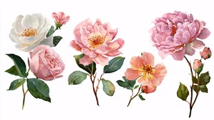 多彩娇艳花卉插画集合