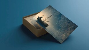 打开盒子现海上静谧之景