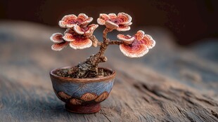 灵芝盆景 自然与艺术的融合
