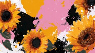 向日葵泼墨风艺术背景图