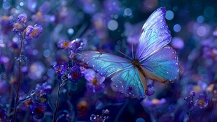 梦幻紫蝶栖于烂漫花丛中