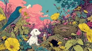 春日花园中的动物与美景