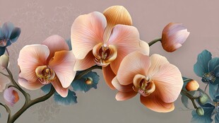 娇艳蝴蝶兰花卉艺术插画