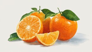 新鲜多汁的橘子静物画