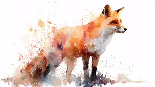 水彩画中的灵动红狐狸