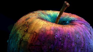 五彩斑斓苹果特写