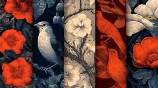 花鸟图案拼贴 自然之美