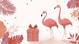 火烈鸟与礼物的梦幻场景